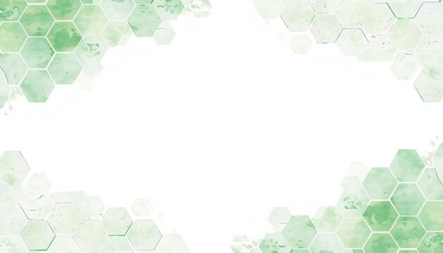 水彩和風フレーム亀甲グリーン素材