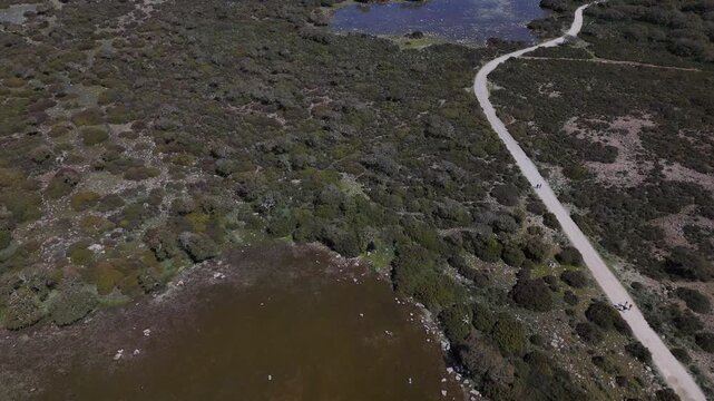 Aerial View of Turquoise Lake in Green Hills Gesturi
