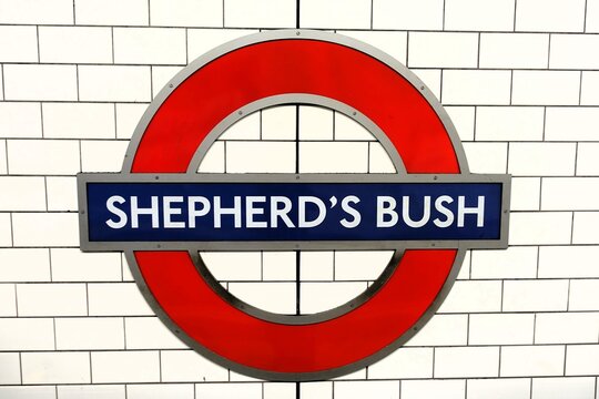 Shepherd's Bush tube station, London Underground roundel sign