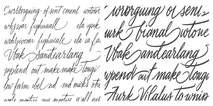 An artistic display of stylized cursive calligraphy featuring repetitive and abstract letterforms