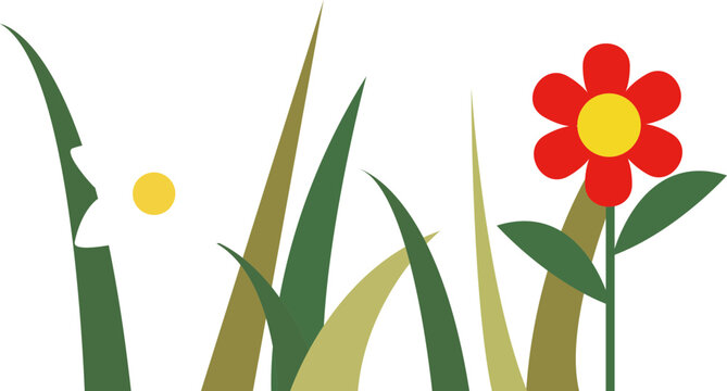 숲 속의 잔디 풀 꽃 배경