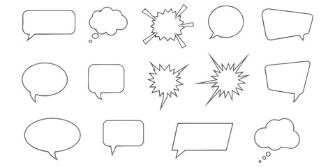 Fototapeta premium A collection of assorted speech and thought bubbles for comic book designs and graphic projects