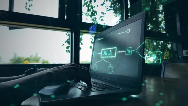 AI Agent Workflow Automation Platform with Interactive Node Interface.Digital Dashboard Showing Autonomous AI Task Management Execution