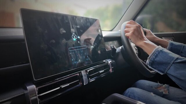 EV Dashboard Displaying AI Agent Analysis and Energy Management  Autonomous Driving Interface