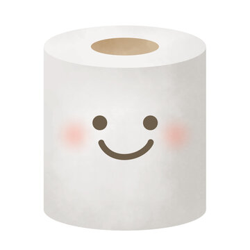 笑顔のかわいいトイレットペーパーのイラスト
