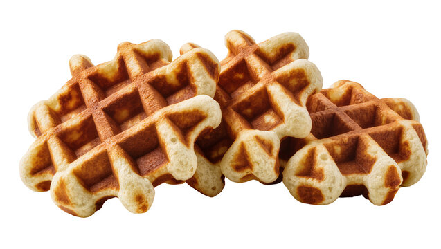 Stacked golden brown waffles with grid pattern and textured surface