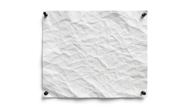Blank crumpled paper on wall