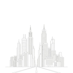 Fototapeta premium Modern City Skyline Outline - Futuristic Architecture and Urban Landscape