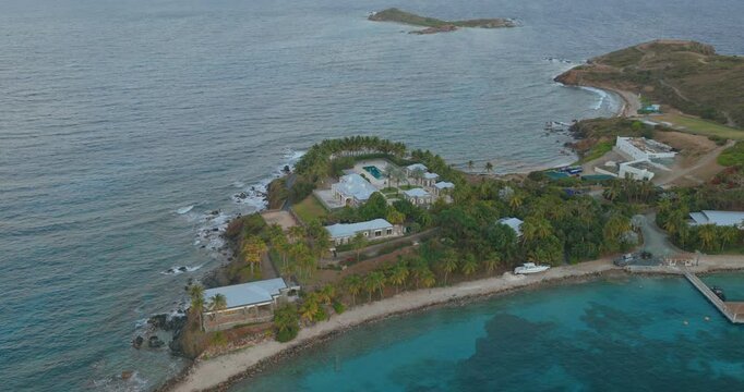 Luxury Resort Of Epstein Island - Little St. James Island In The U.S. Virgin Islands. Aerial Drone Shot