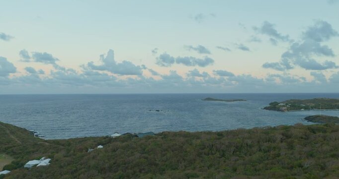 Reveal Epstein Island From The Great St James Reserve Nature In The U.S. Virgin Islands. Aerial Shot