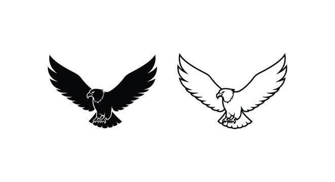Eagle Symbol Design Vector Art Black White Flying Birds Vector