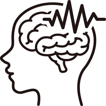 Epilepsy brain seizure icon medical illustration