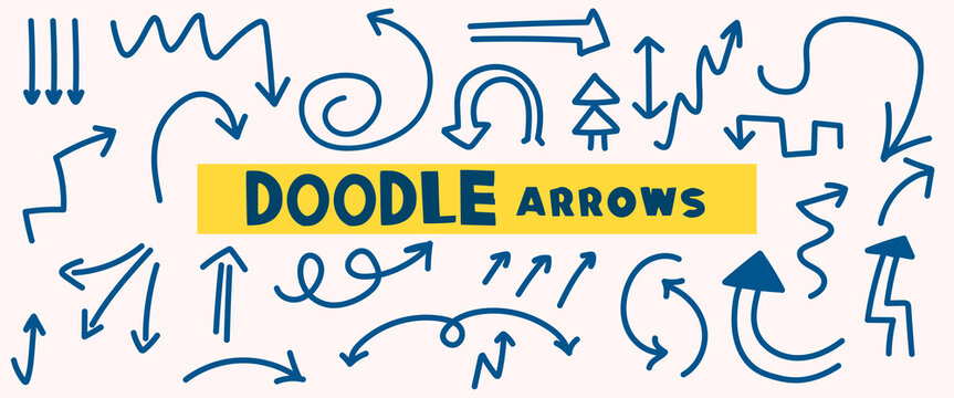 Hand-drawn doodle arrows. A set of simple freehand designer elements.