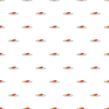 Japanese sushi rolls and dipping bowl forming a repeating background pattern