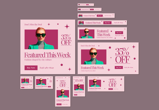 Fashion Sale Web Banner Template Set Promotional Discount Layout Collection