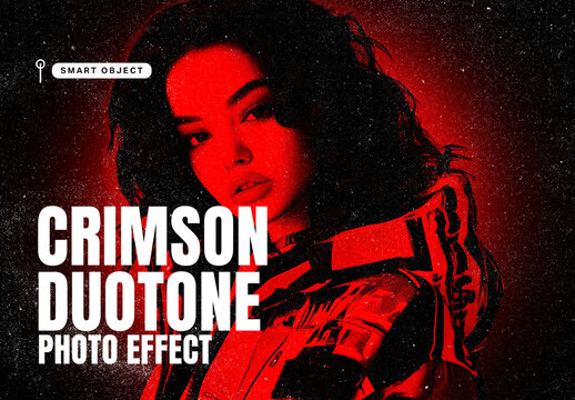 Crimson Duotone Grain Photo Effect Template