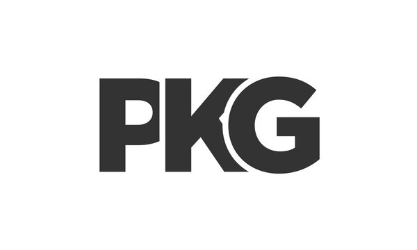 PKG logo design template with strong and modern bold text. Initial based vector logotype featuring simple and minimal typography. Trendy company identity.