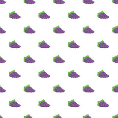 Fototapeta premium Purple grape bunches forming a repeating pattern on a white background