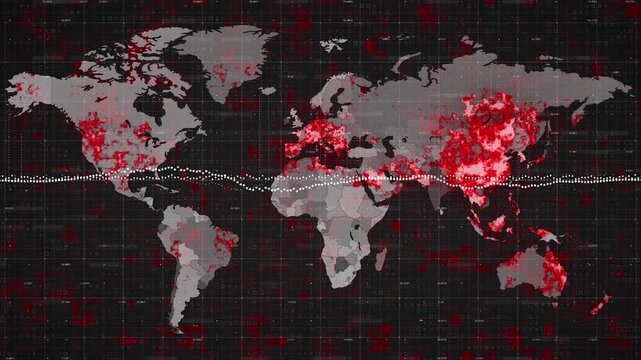 Animation of data processing over world map