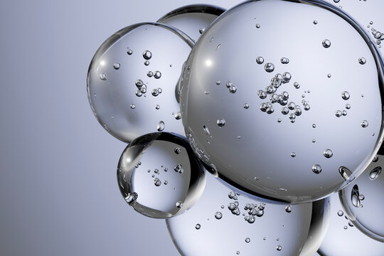3D liquid bubble cluster with transparent floating sphere