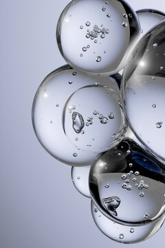 3D transparent bubble stack with layered glass sphere forms