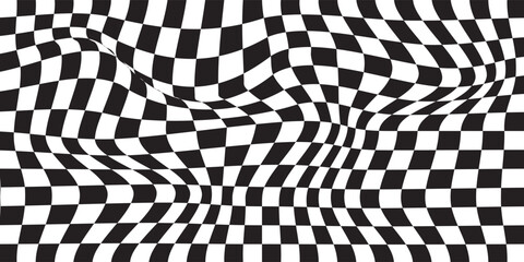 Obraz premium Black and white checkered pattern. Chess pattern. Black and white checkered background. 3D checkered wallpaper. vector illustration