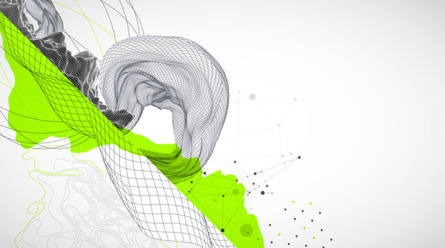 Abstract art wireframe background. Modern science or technology art elements. Surface illustration. Vector.