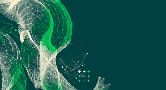 The abstract wave is made in a frame style. Template for science and technology presentation. Vector art.