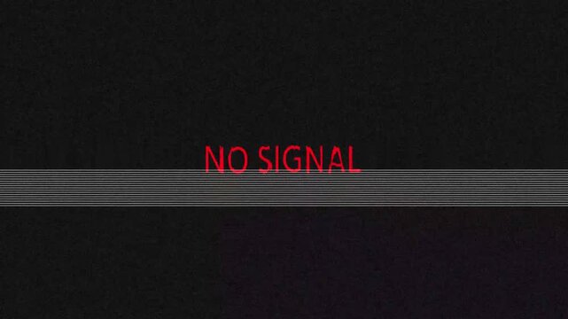 No signal message on tv screen. No signal old tv static tv noise vhs static glitch screen broadcast retro animation. Tv no signal. Noise overlay texture pattern