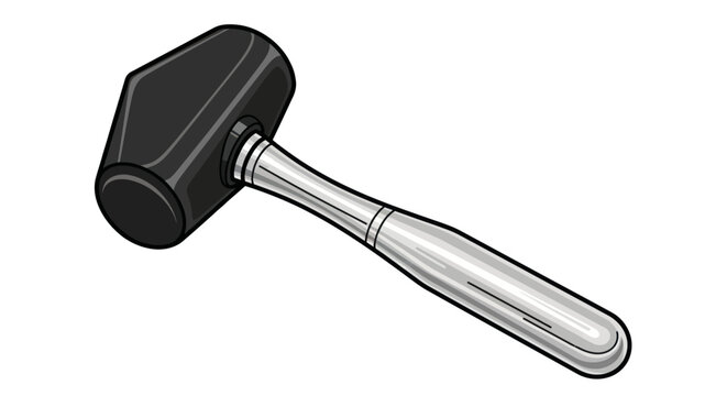Black rubber mallet with metal handle.