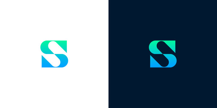 Modern abstract letter S logo design in blue and green gradient, clean and professional for business branding