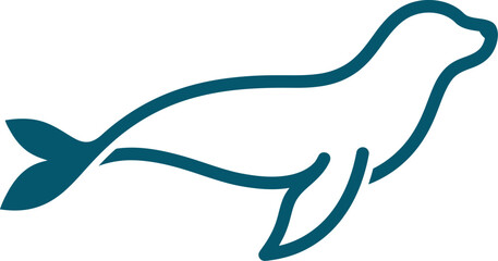 vector Minimalist logo Marine seal outline graphic swimming in side view © Nabil