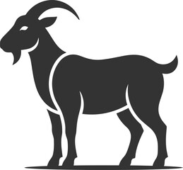 Fototapeta premium vector Minimalist logo Mountain goat standing profile silhouette graphic