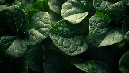 Fototapeta premium Vibrant Spinach Leaves A Lush Close-Up of Nutrient-Rich Greens with Exquisite Texture and Color