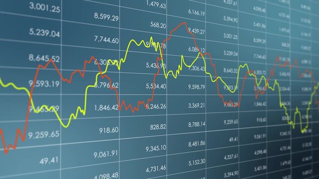 Broker global economic exchange, line chart stock market and table price, financial investment graph management business, move and volatility report statistic