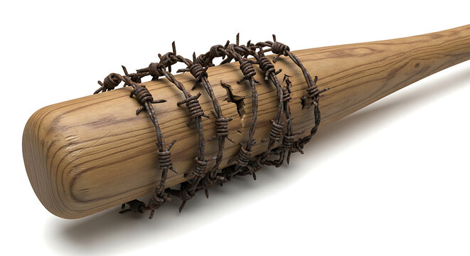 Barbed Wire Wrapped Baseball Bat A Weapon of Survival and Defense in a Post-Apocalyptic World