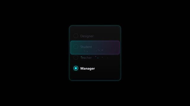 Student Selection - Glowing UI Dropdown Menu Animation | User Choice Interface