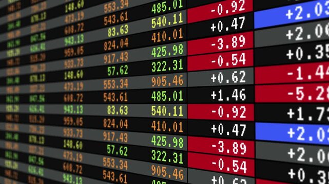 Price of stock value in market table trading, report investment financial stock economy market screen display, information trade concept