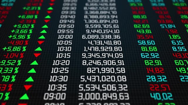 Numbers of data price moving arrow up and down plus and minus financial stock economy market, report investment financial, information trade concept