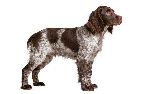 Brown and White English Springer Spaniel Standing Profile View
