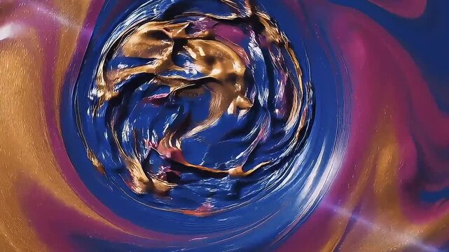 Seamless abstract liquid gradient forming a dynamic spiral motion with soft grain texture and subtle light streaks. Organic fluid distortion creates a cinematic and modern looping background.