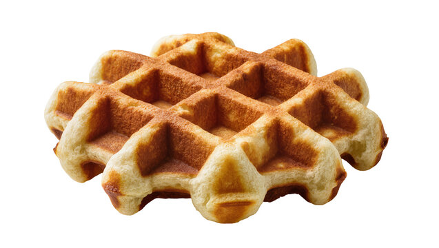 Golden brown Belgian waffle with deep grid pattern and crispy edges