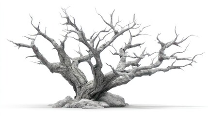 Fototapeta premium Bare Gnarled Tree Branches in Desert Ancient Trunk