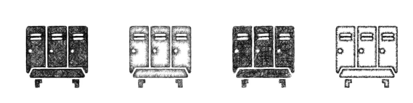 Sketch locker room icon design set