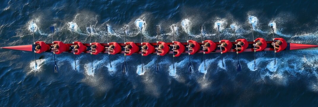 Dynamic Rowing Team in Perfect Sync A Visual Representation of Teamwork and Athletic Harmony