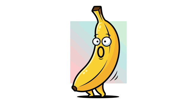 Cartoon banana with surprised expression.