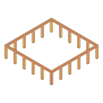 Peripter Frame Isometric 3D Construction Architecture Design Concept.