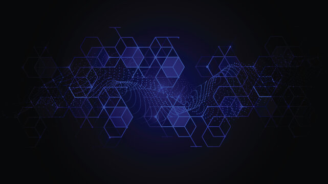 Blue glowing  hexagon abstract background for technology cybersecurity banner