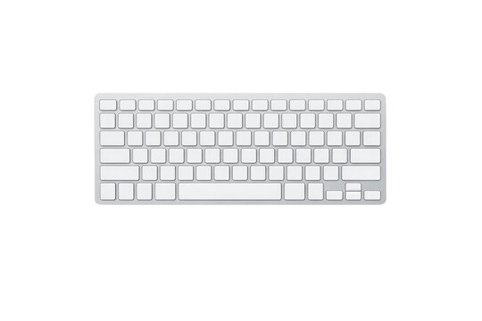 Modern wireless computer keyboard, sleek silver aluminum and white keys, essential office technology isolated PNG with Transparent Background
