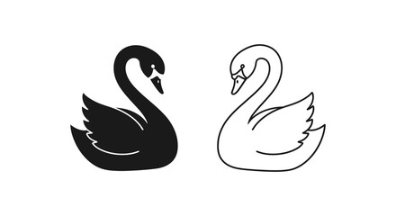 Fototapeta premium Black and White Swan Symbolic Pair Design Vector